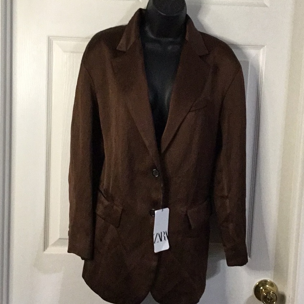Zara satin looking jacket, size small, NWT.
